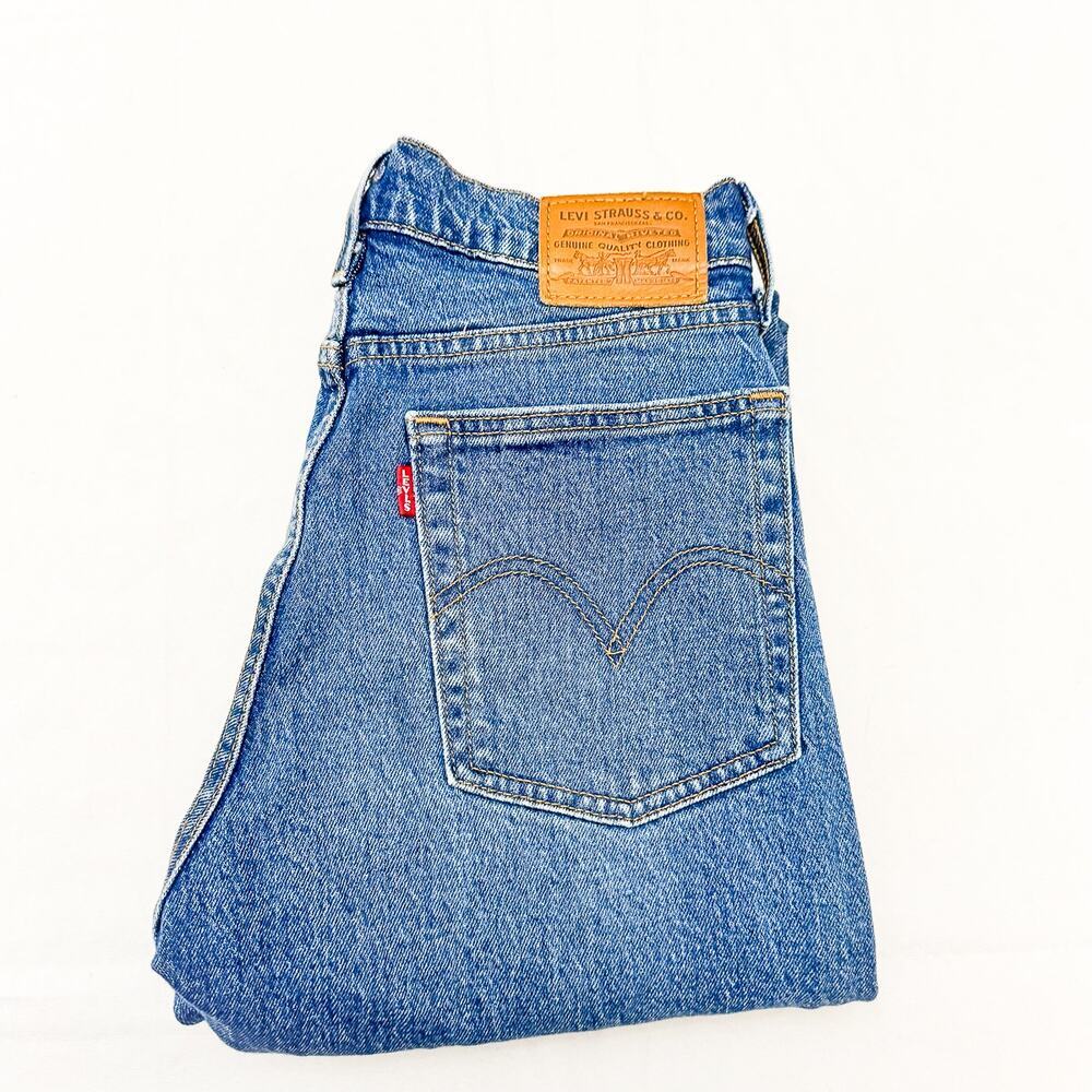Levi's Wedgie Straight Button Fly Denim Jeans Raw Hem Size 24 x 26